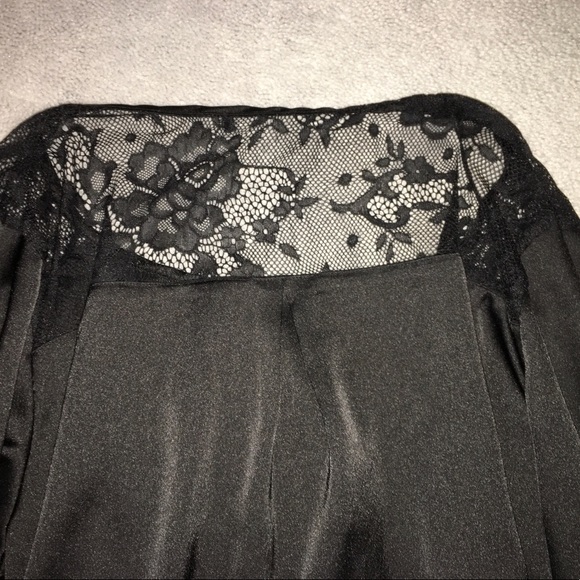 F21 Black Satin Top with lace Yoke - Picture 4 of 4
